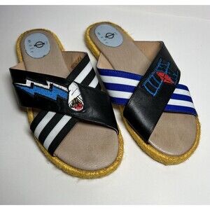 Phi Male Women’s Leather Slide Sandals Espadrille Rope Sole Striped EU 37 Spain